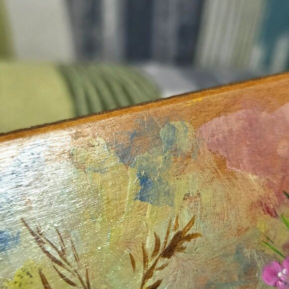 2 x Mini Oil Paintings On Wood Flowers By Nana Lancaster Signed Cottage Core Nat - Picture 15 of 16